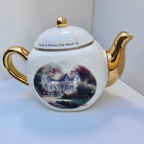 Thomas Kinkade Home Is Where The Heart Is II Decorative Tea Pot Teleflora Gift - Picture 1 of 10
